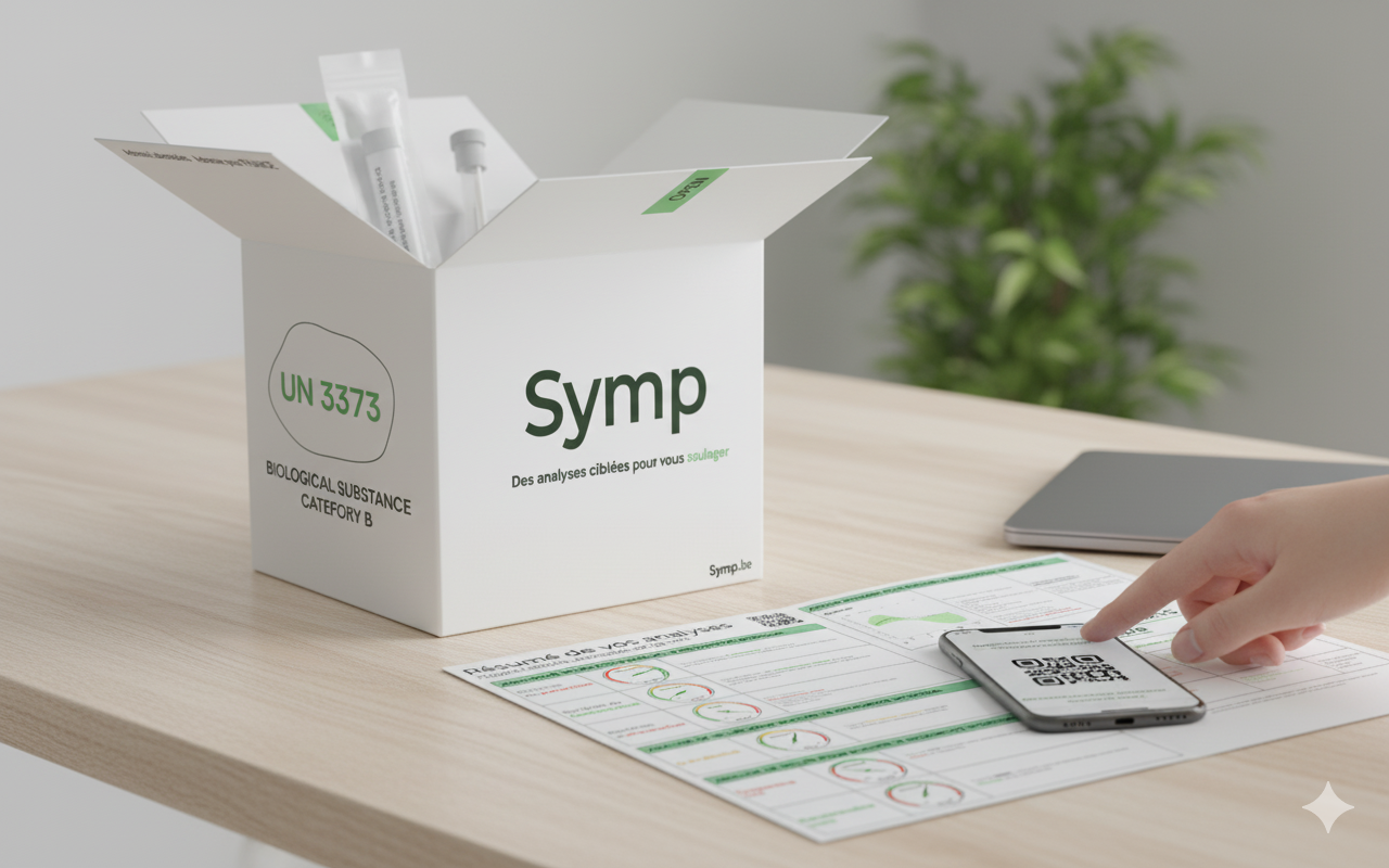 Kit d'analyse Symp ouvert sur une table