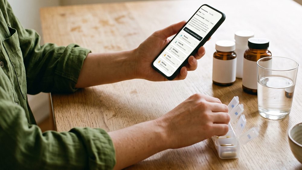 Plan d'action Symp sur téléphone, à côté des compléments de la cure