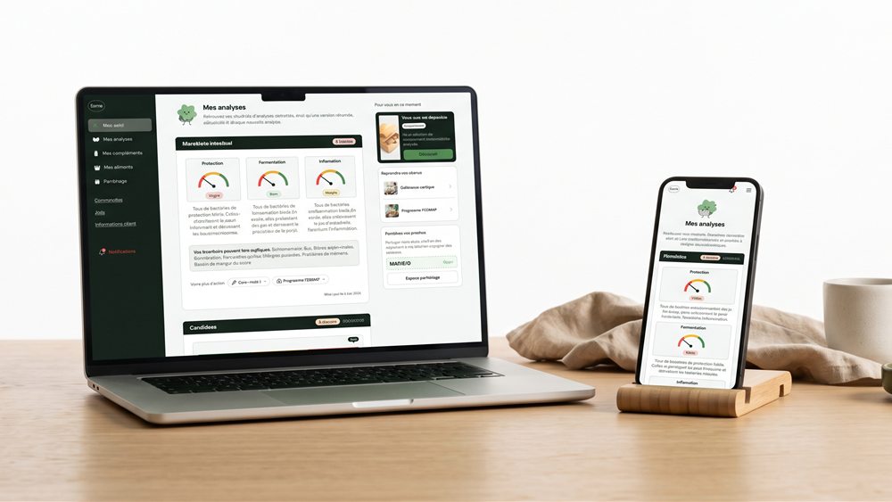 Rapport Symp affiché sur un ordinateur portable et un téléphone